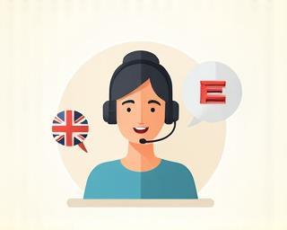 Icon representing customer support in English